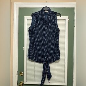 Eva Mendes Tie Front Polka Dot Top Size XL